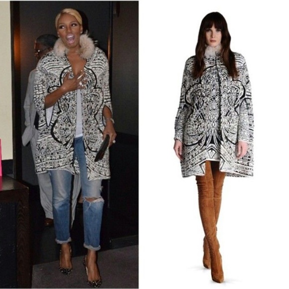 Authentic Emilio Pucci Jacquard Cape w/Fox Fur Color -S - Picture 4 of 8